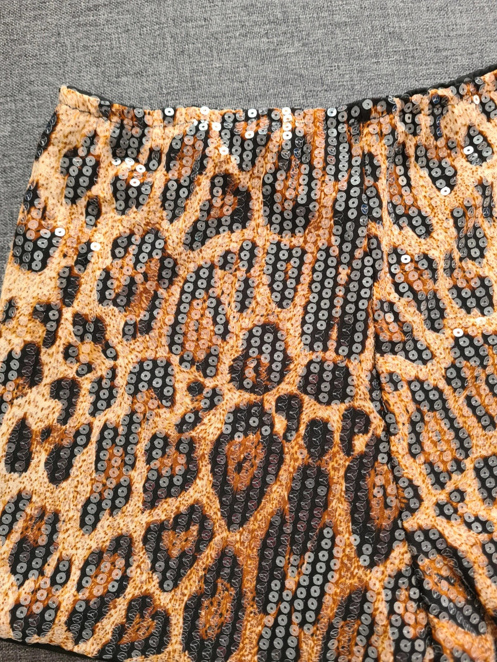 Shein women leopard sequin mini shorts black/brown shiny summer shorts casual party outfit S