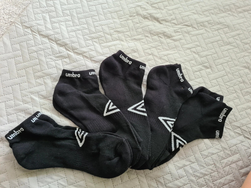 Umbro men 5x socks basic trainer cotton rich black low socks with logo UK5-8