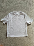 Shein women cotton blend white ribbed T-shirt short sleeve crew neck crop top casual tee 2XL/16