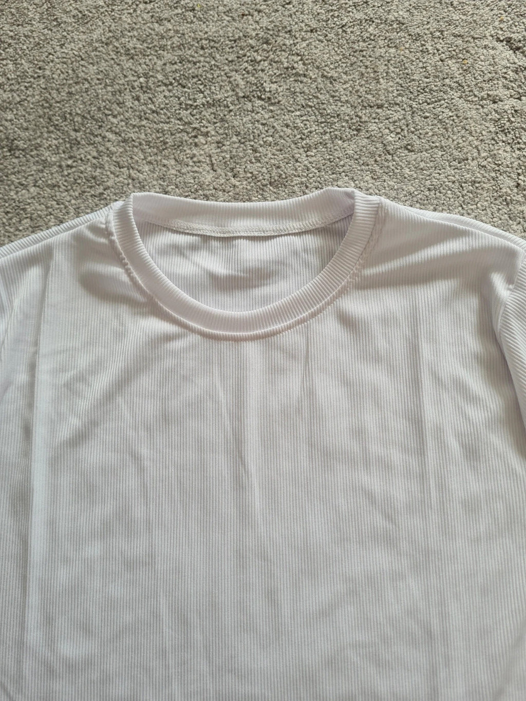 Shein women cotton blend white ribbed T-shirt short sleeve crew neck crop top casual tee 2XL/16