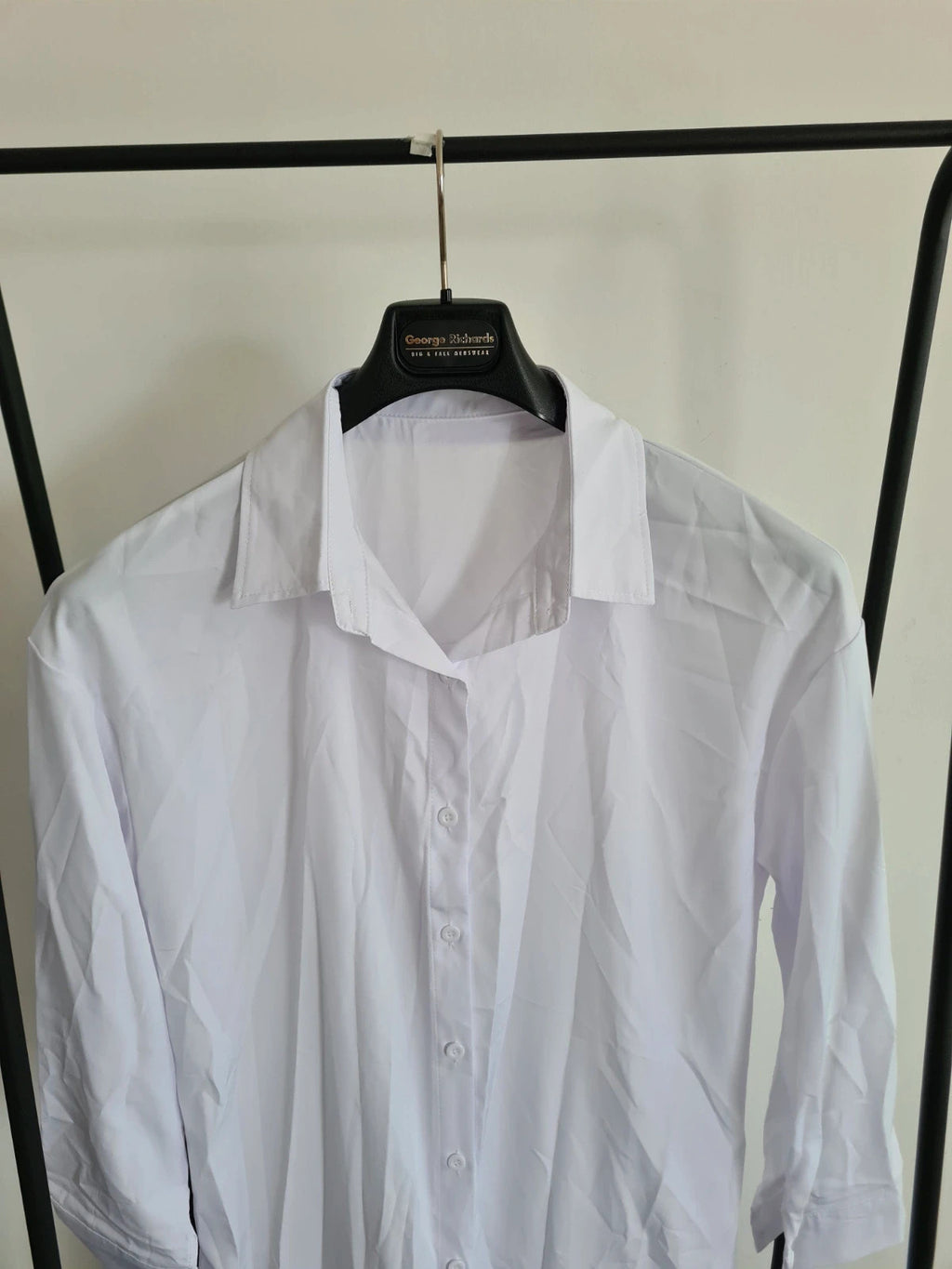 Shein women white long straight shirt dress long sleeve full buttons chiffon shirt  cover-up M/10