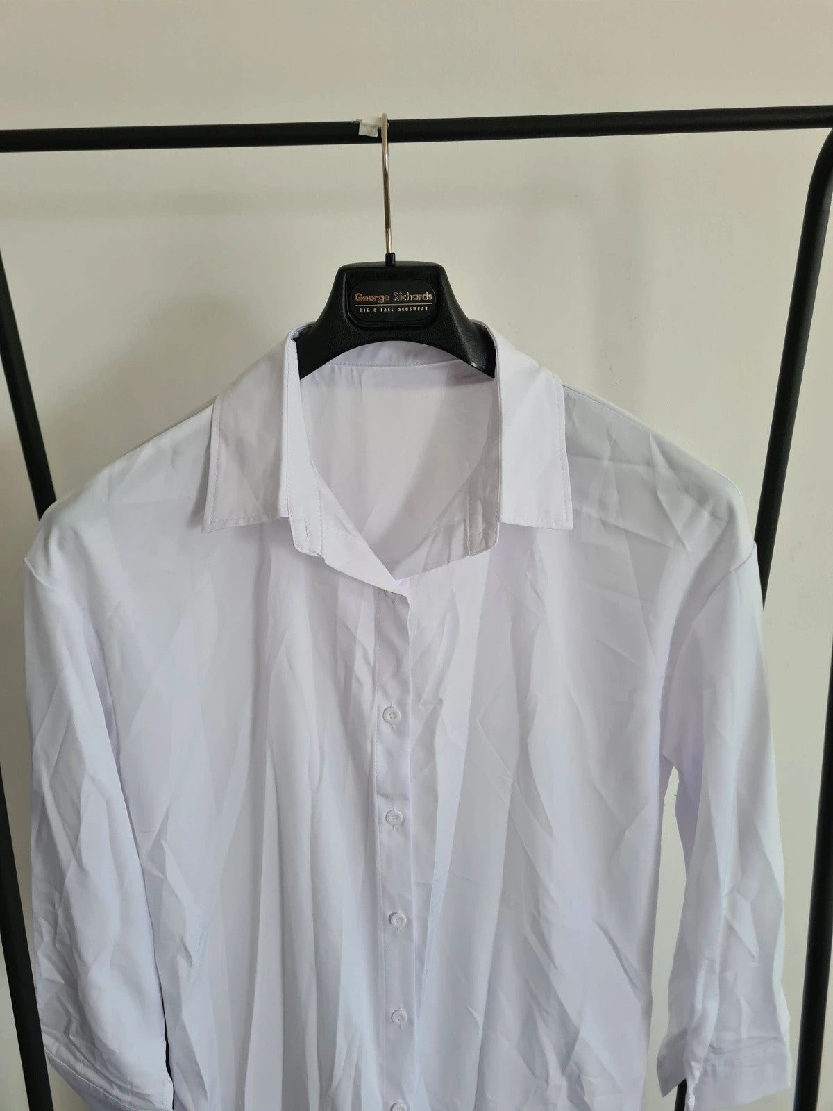 Shein women white long straight shirt dress long sleeve full buttons chiffon shirt  cover-up M/10
