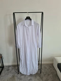 Shein women white long straight shirt dress long sleeve full buttons chiffon shirt  cover-up M/10