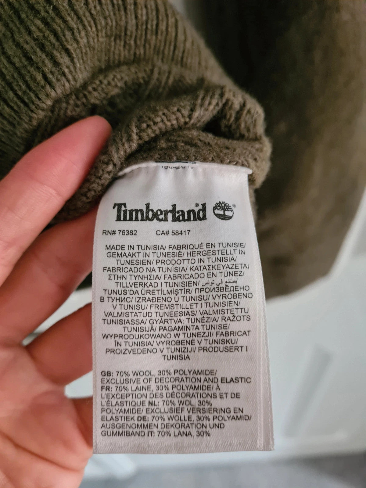 Timberland men philips brook crewneck cable-knit wool blend jumper green/khaki regular casual S