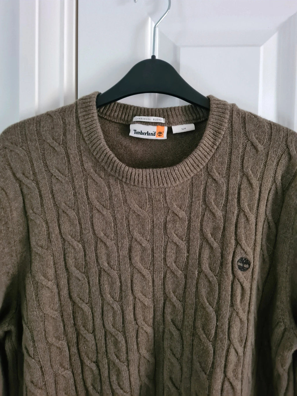 Timberland men philips brook crewneck cable-knit wool blend jumper green/khaki regular casual S