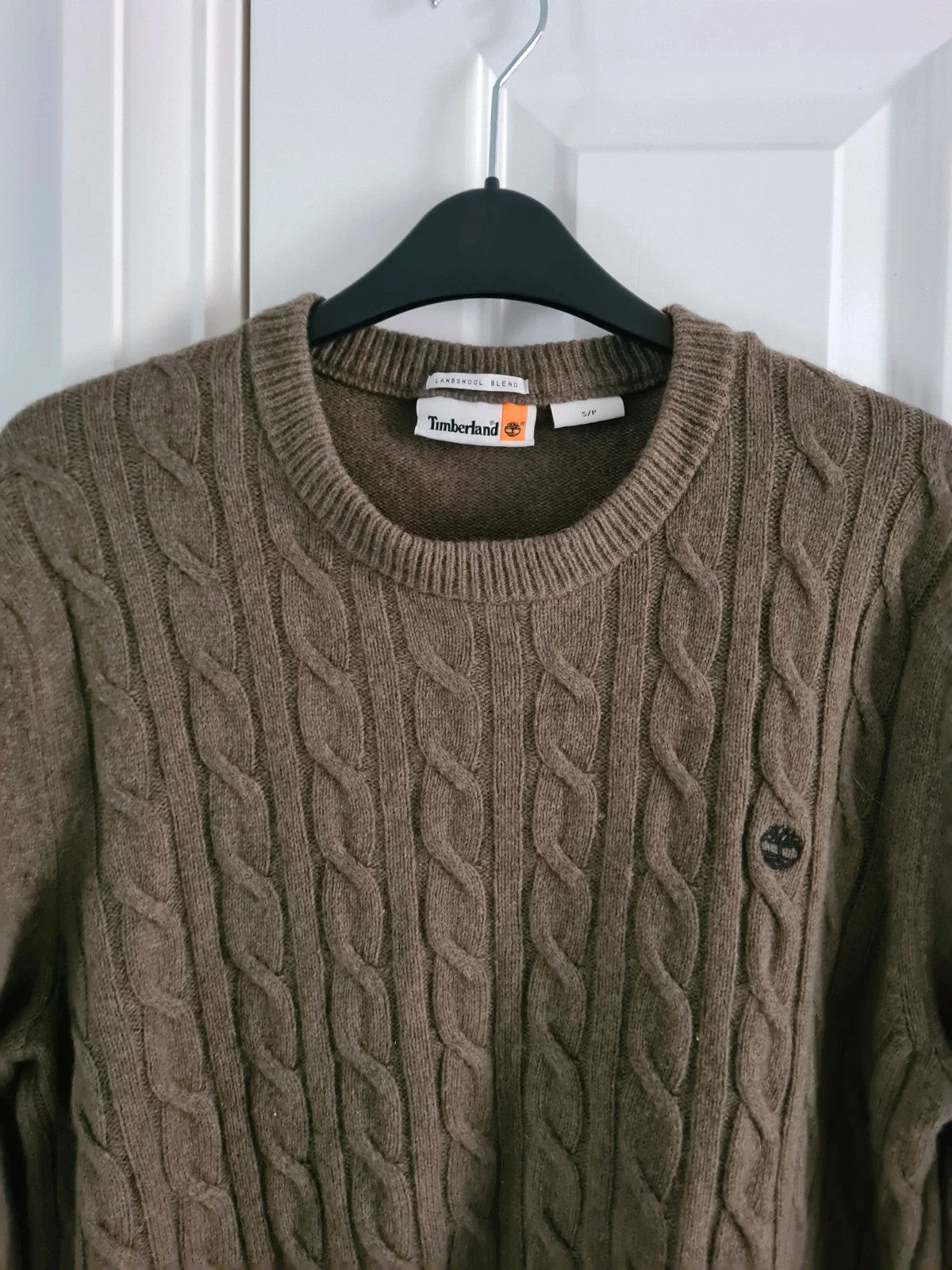 Timberland men philips brook crewneck cable-knit wool blend jumper green/khaki regular casual S