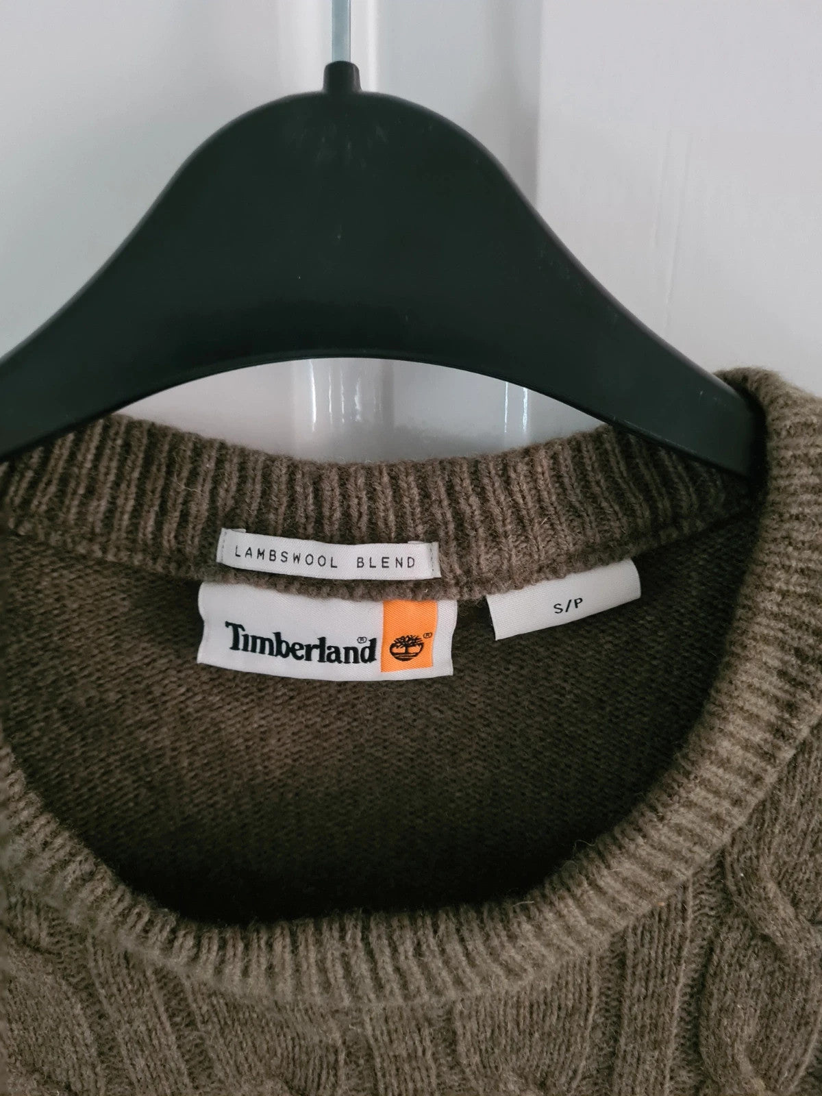 Timberland men philips brook crewneck cable-knit wool blend jumper green/khaki regular casual S
