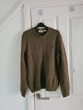 Timberland men philips brook crewneck cable-knit wool blend jumper green/khaki regular casual S