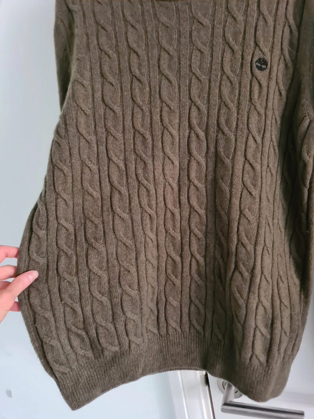 Timberland men philips brook crewneck cable-knit wool blend jumper green/khaki regular casual S