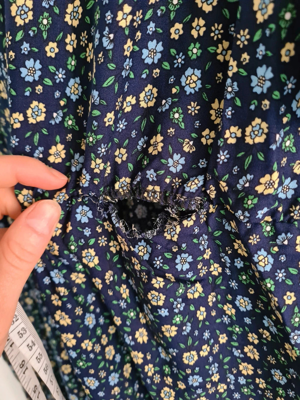 Shein women floral print midi dress V-neck short sleeve A-line blue multicolours casual summer XL/14