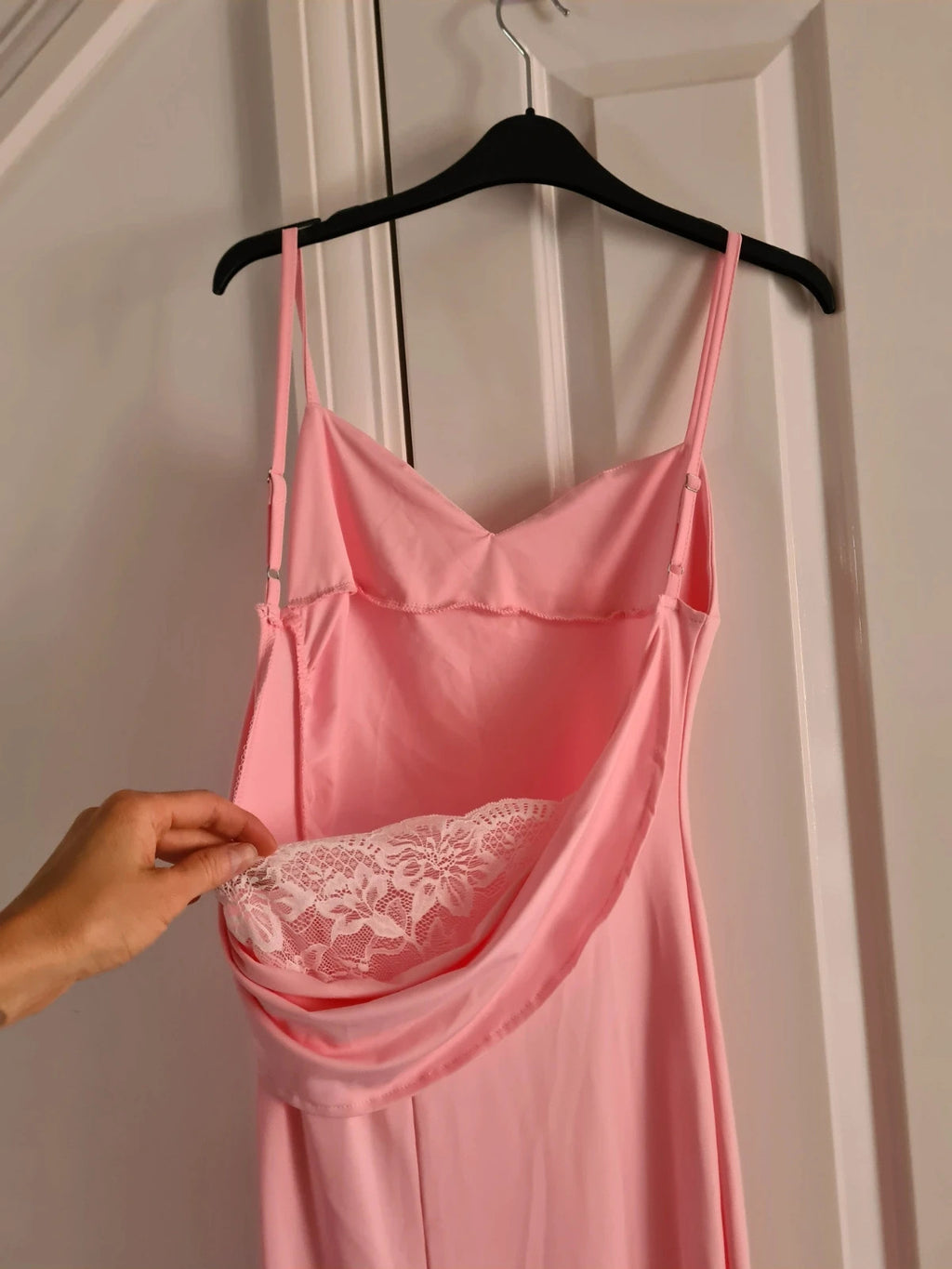 Shein women pink long dress bodycon sleeveless ruched side open back casual party summer S