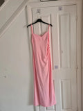 Shein women pink long dress bodycon sleeveless ruched side open back casual party summer S