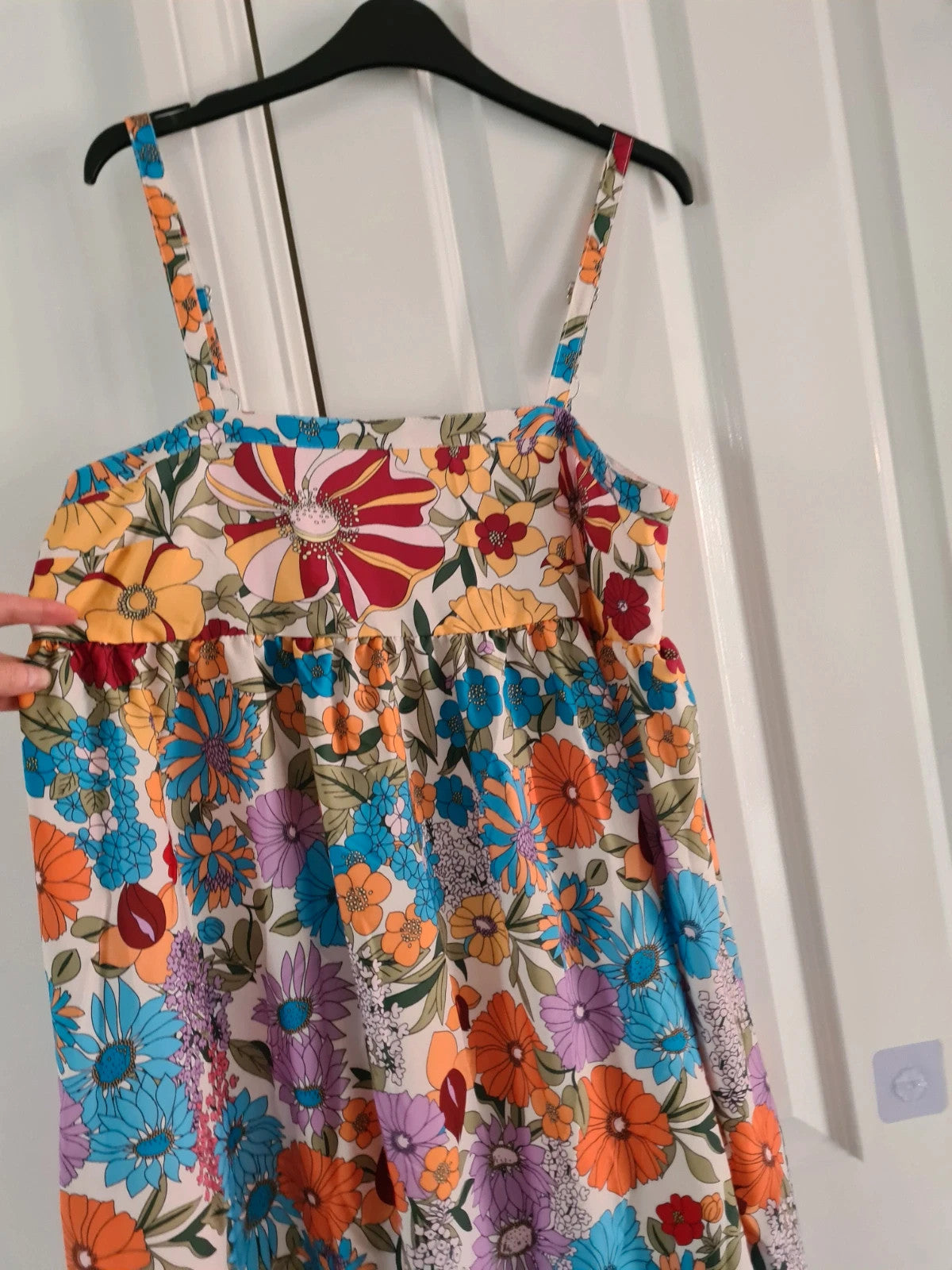 Shein women multicolours floral print midi dress sleeveless A-line sling casual summer beach L/12