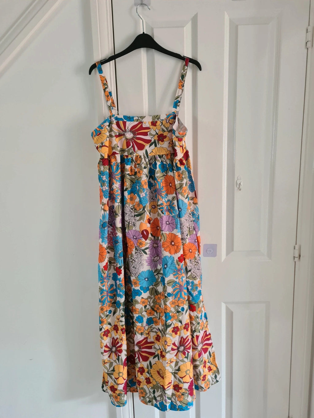 Shein women multicolours floral print midi dress sleeveless A-line sling casual summer beach L/12