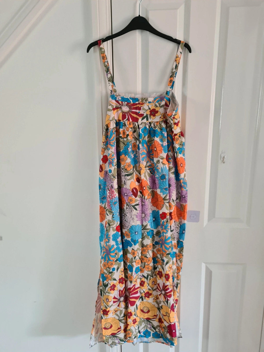 Shein women multicolours floral print midi dress sleeveless A-line sling casual summer beach L/12