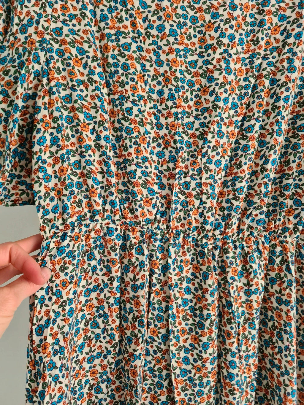 Shein women multicolours floral long dress V-neck short sleeve flared hem A-line elastic waist M/10