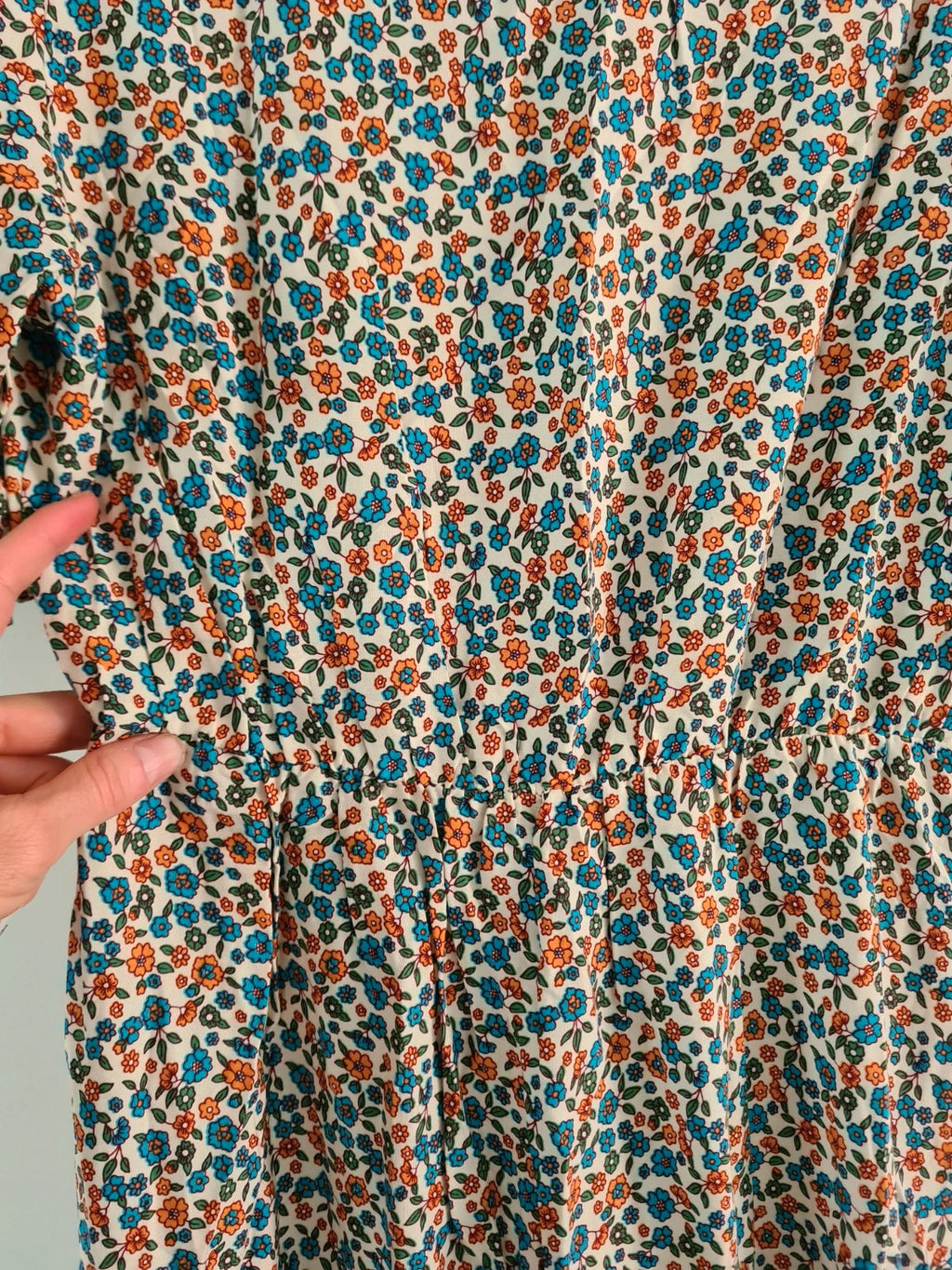 Shein women multicolours floral long dress V-neck short sleeve flared hem A-line elastic waistband S