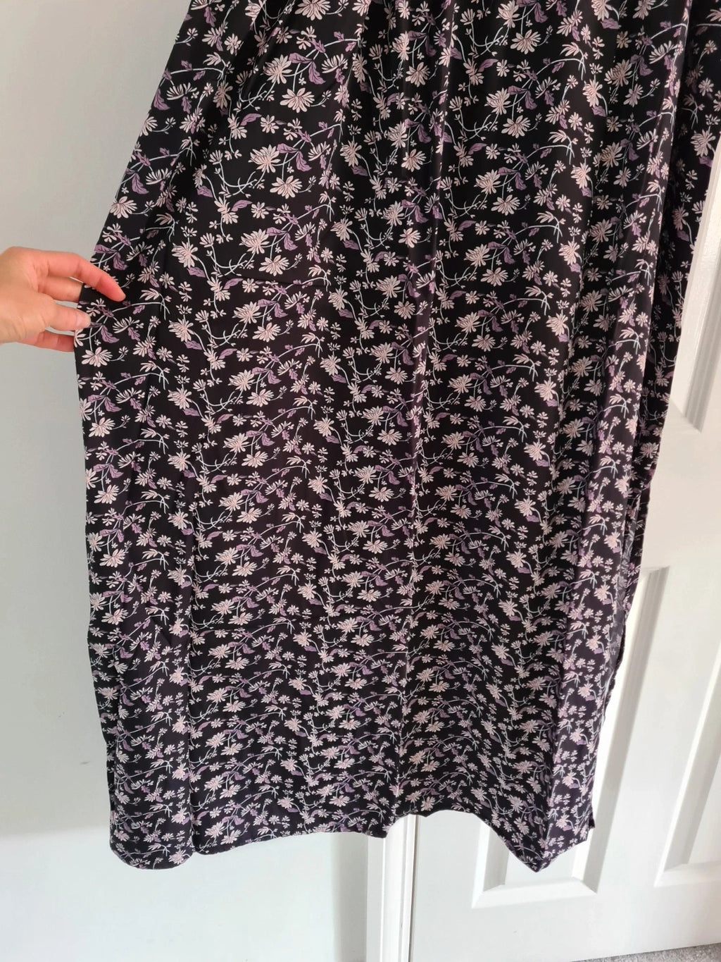Shein women pink/black floral print midi dress sleeveless buttons back split hem A-Line casual S