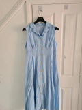 Shein women light blue midi dress sleeveless buttons collar neck casual summer party outfit XL/14