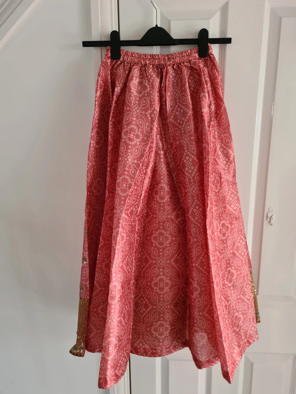 Maria.B.women 3pcs embroidered raw silk suit long sleeve top maxi skirt scarf red/pink S