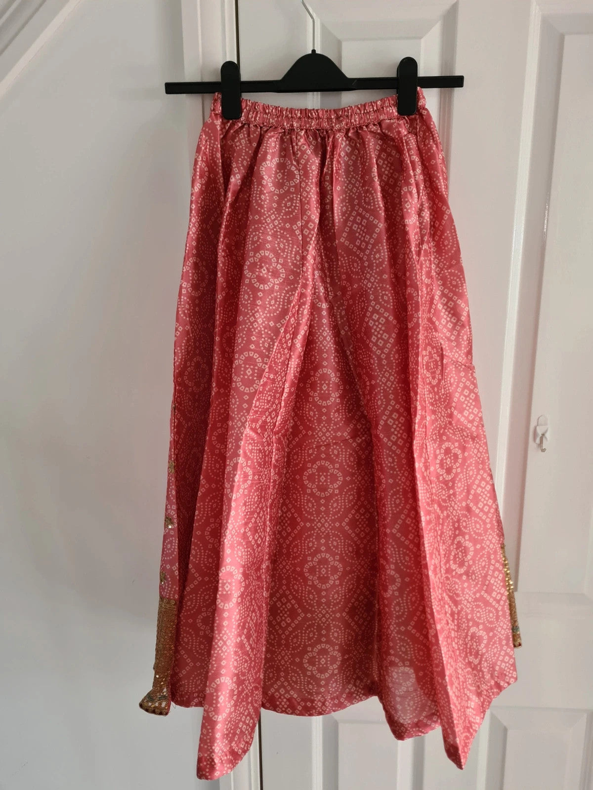Maria.B.women 3pcs embroidered raw silk suit long sleeve top maxi skirt scarf red/pink S