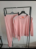 Snugglo women pyjamas set soft velour jumper pants nightwear loungewear pink hearts 2XL-3XL/16-18