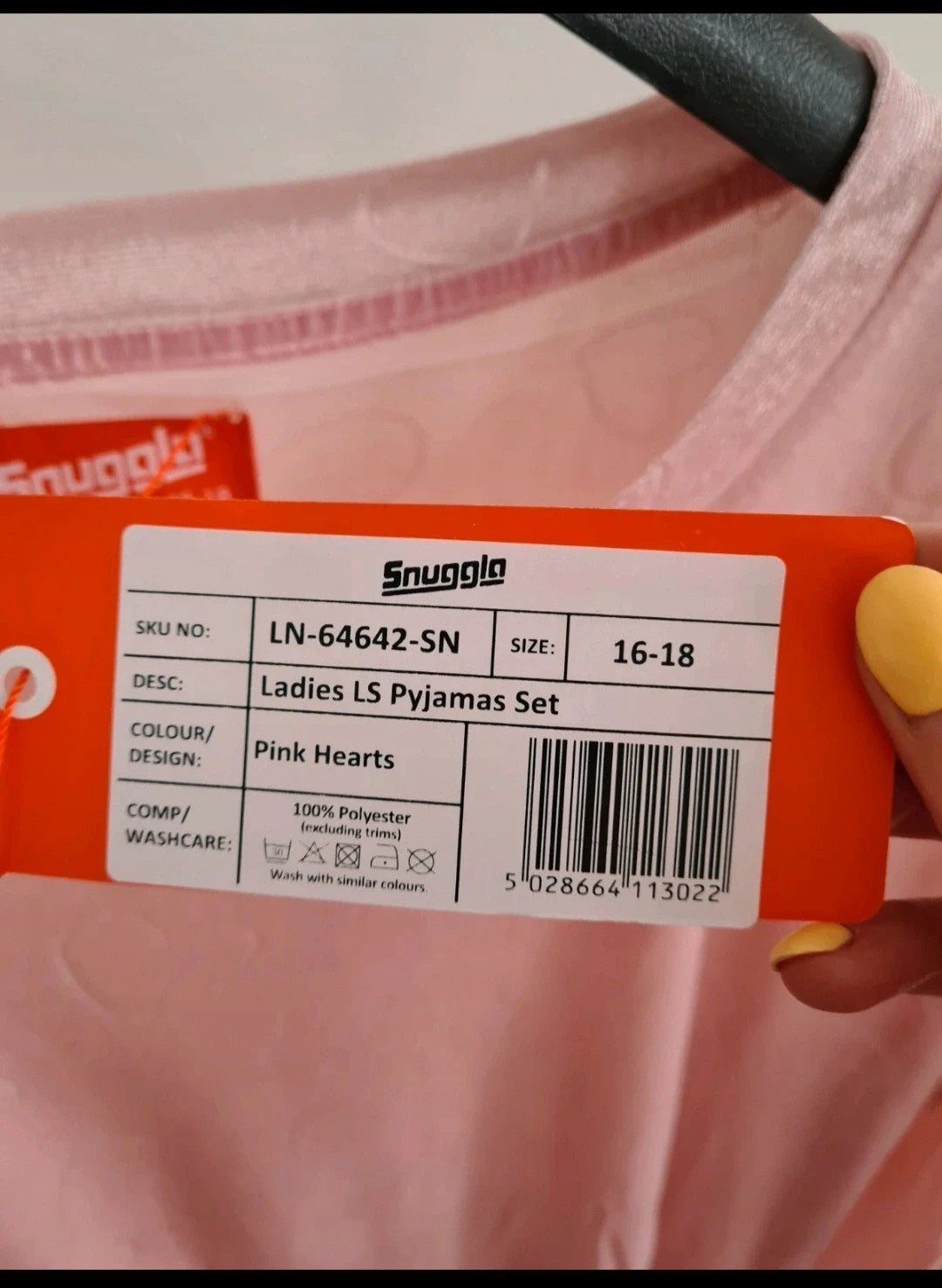 Snugglo women pyjamas set soft velour jumper pants nightwear loungewear pink hearts 2XL-3XL/16-18