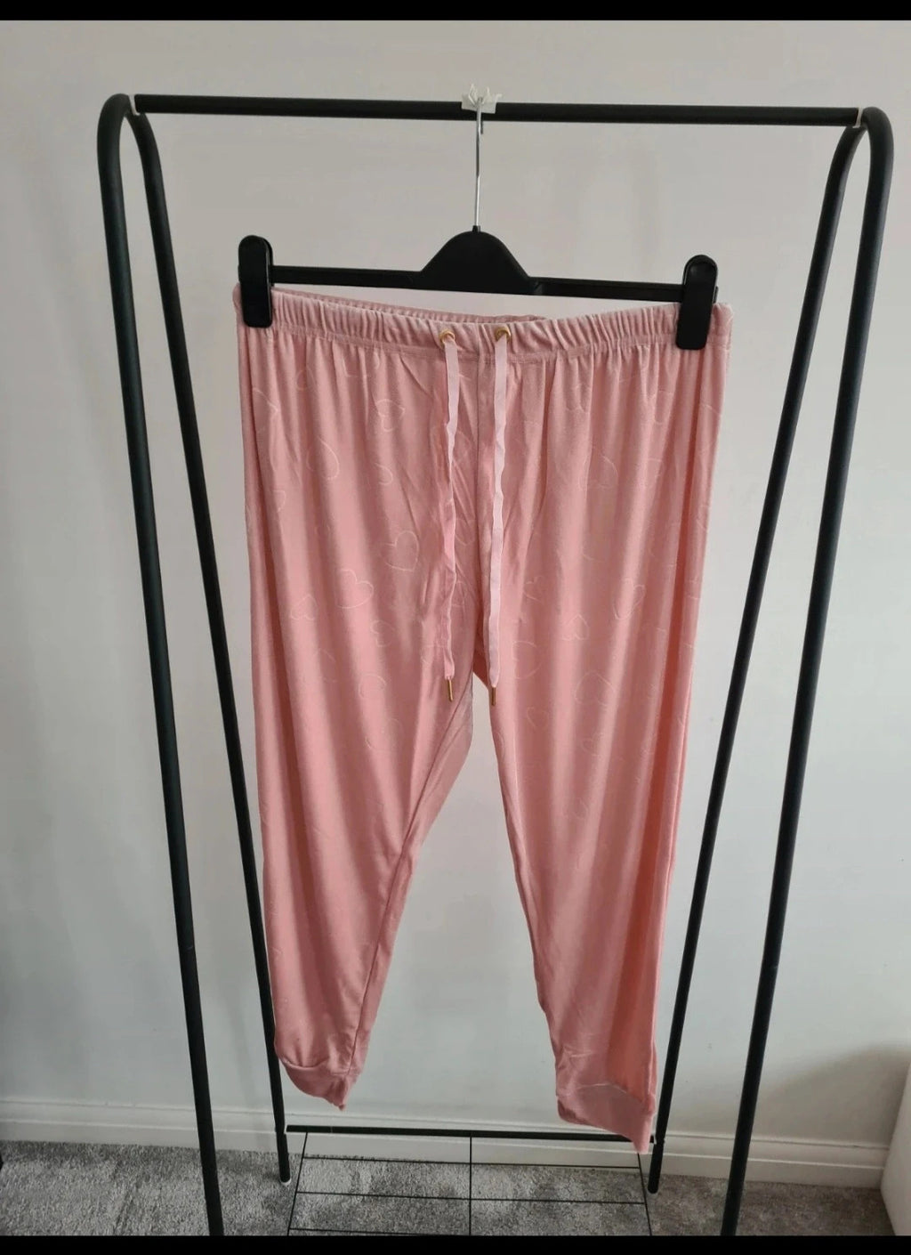 Snugglo women pyjamas set soft velour jumper pants nightwear loungewear pink hearts 2XL-3XL/16-18