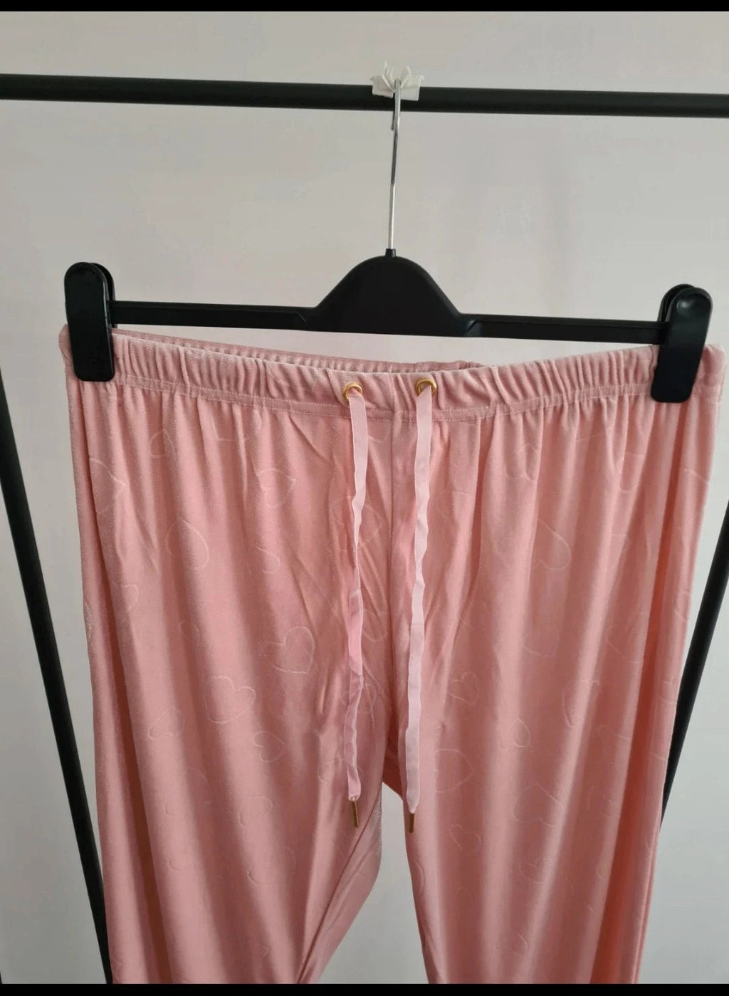Snugglo women pyjamas set soft velour jumper pants nightwear loungewear pink hearts 2XL-3XL/16-18