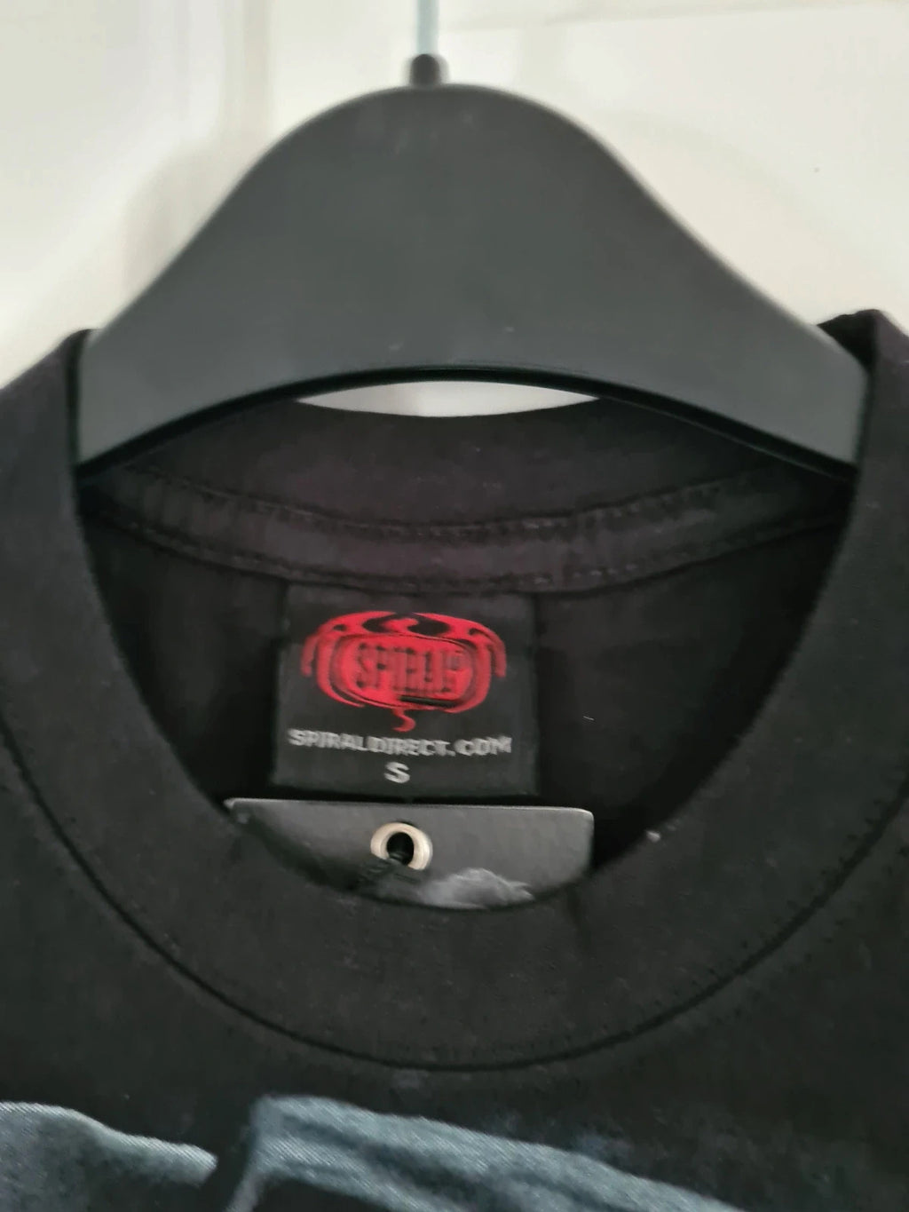 Spiral direct men cotton black bone finger T-shirt double side skulls logo gothic S