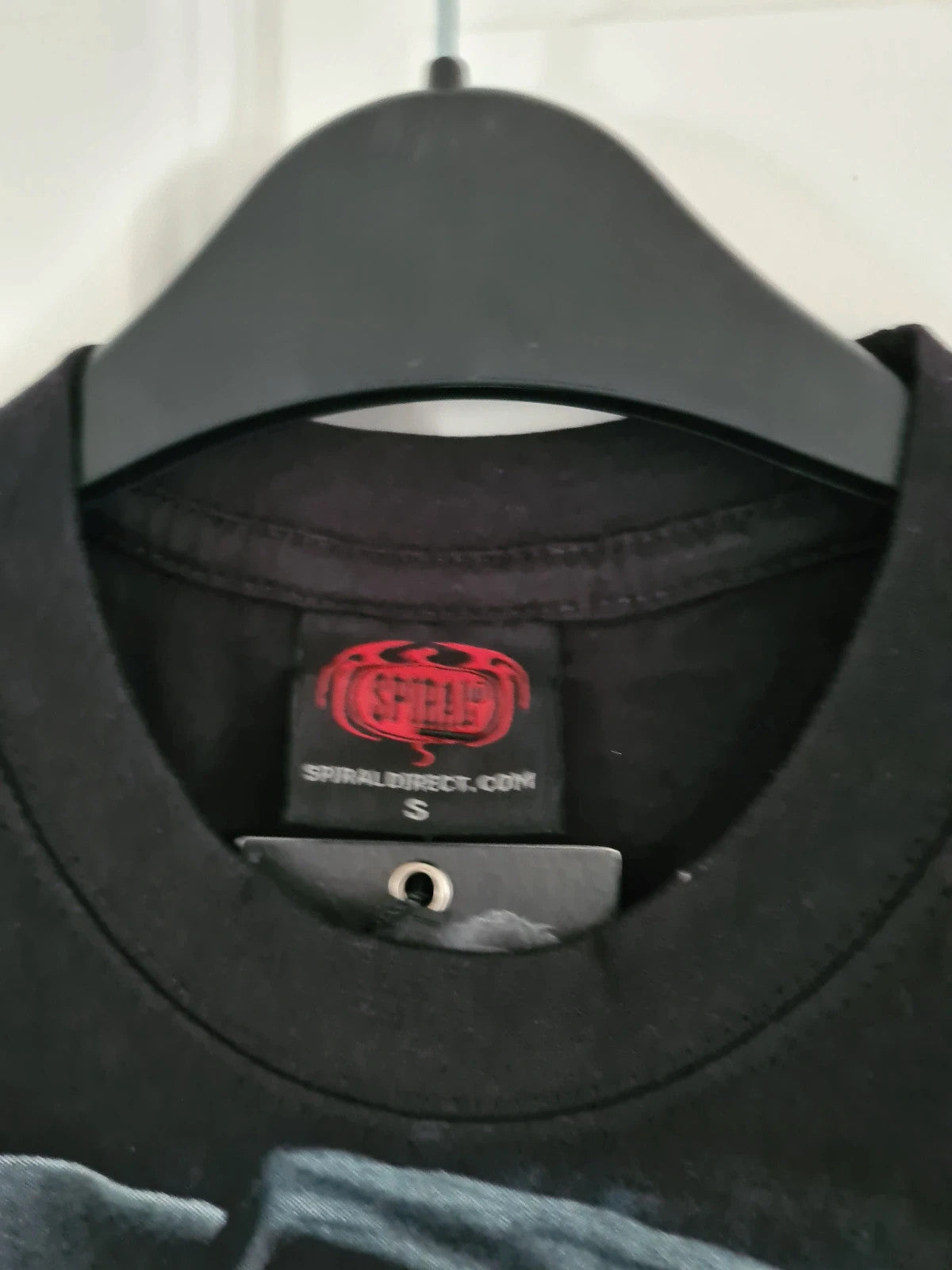 Spiral direct men cotton black bone finger T-shirt double side skulls logo gothic S