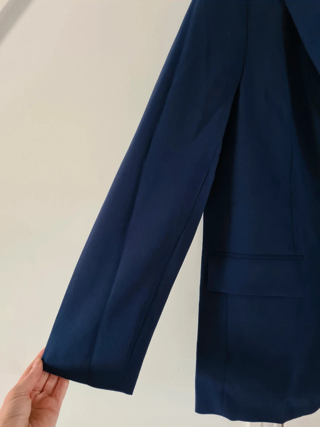 Stradivarius women navy oversized blazer stretch plain suit jacket buttons casual XS