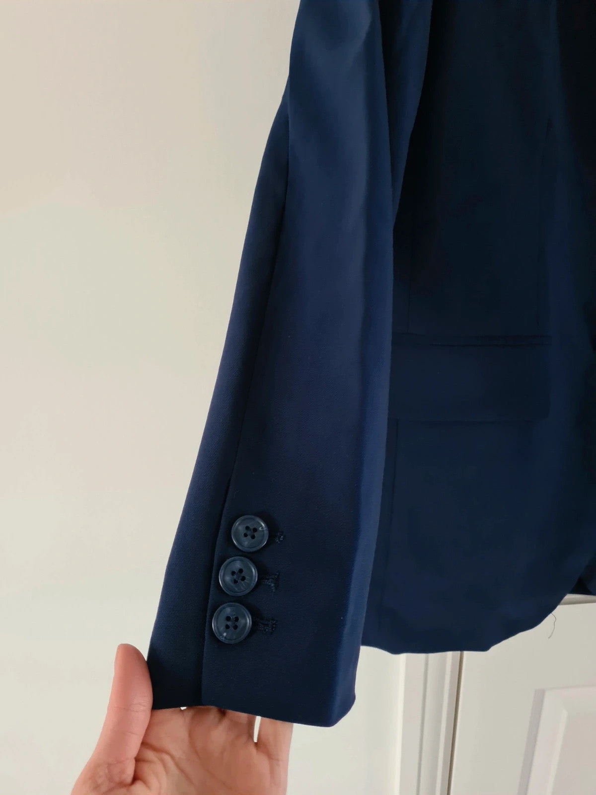 Stradivarius women navy oversized blazer stretch plain suit jacket buttons casual XS