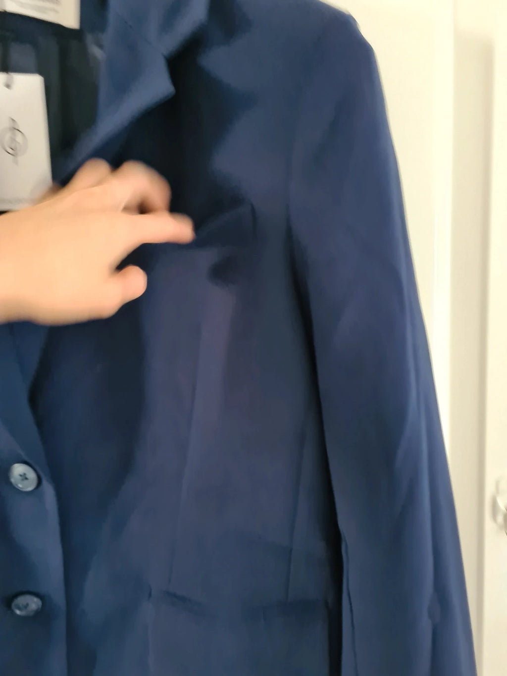 Stradivarius women navy oversized blazer stretch plain suit jacket buttons casual XS