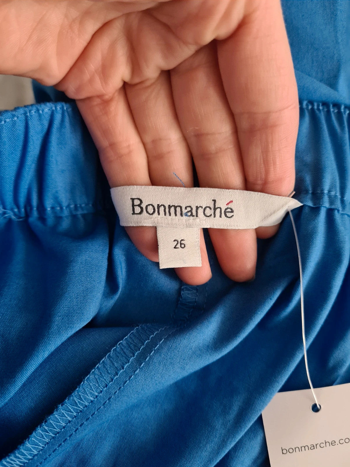 Bonmarche women blue cotton 3/4 trousers straight leg cropped fit casual 7XL/26