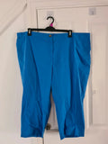 Bonmarche women blue cotton 3/4 trousers straight leg cropped fit casual 7XL/26