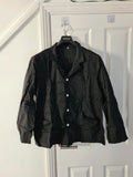 Shein men black plain classic cotton shirt long sleeve colar neck casual 2XL