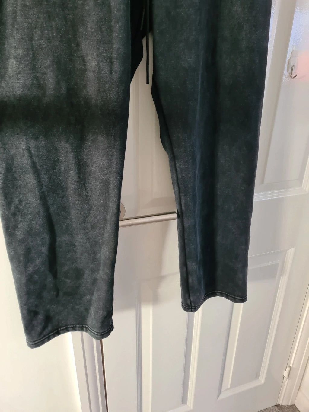 Sumwon men athletic washed black sweatpants straight leg cotton blend warm fleece joggers XS/S