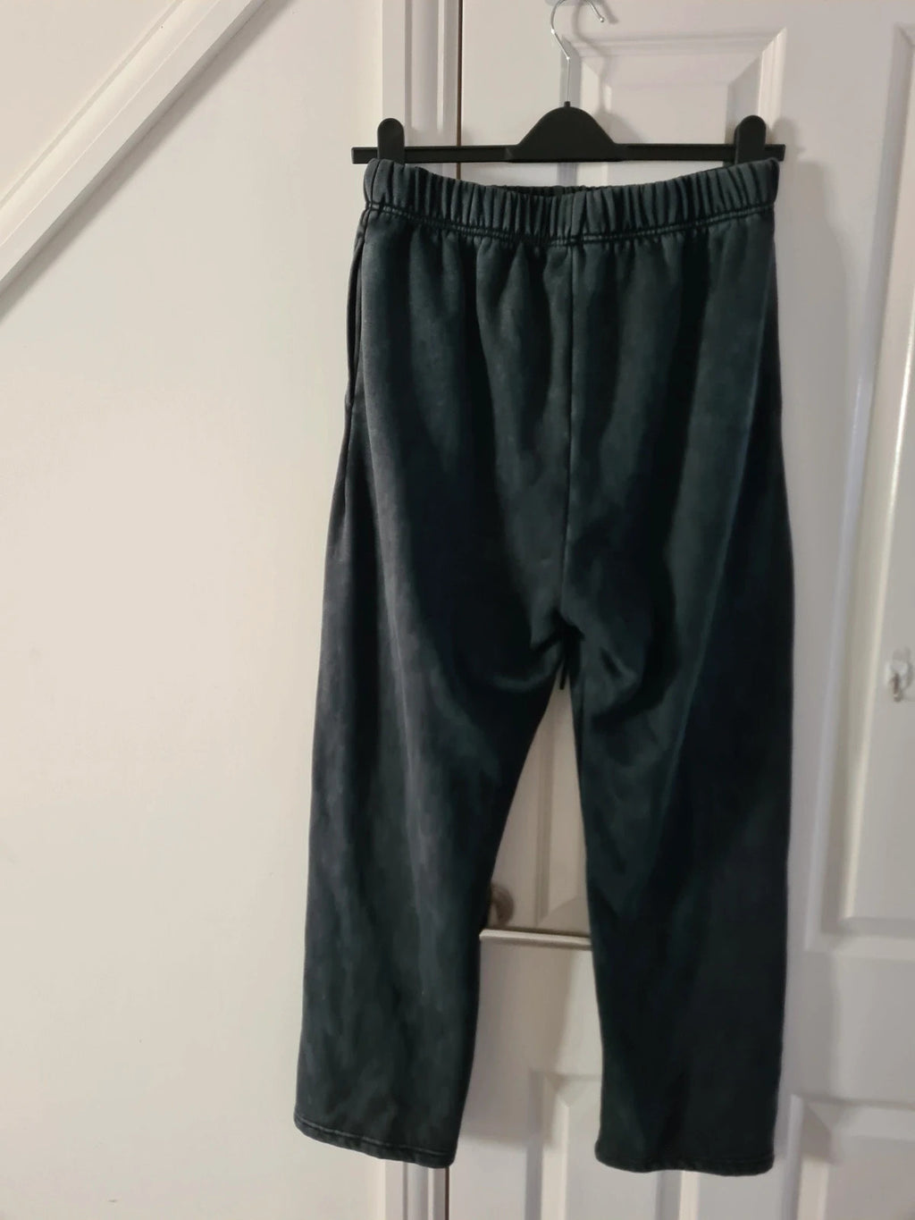 Sumwon men athletic washed black sweatpants straight leg cotton blend warm fleece joggers XS/S