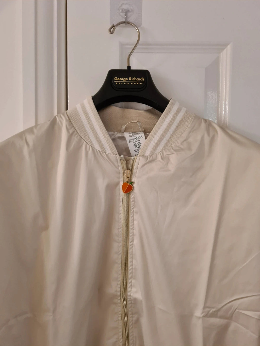 DisneyStore women white snow seven dwarfs 85th anniversary satin cream bomber jacket XL/14