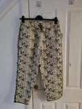 DisneyStore women Bambi quilted pants thumper flower allover print cotton trousers white/green M/L
