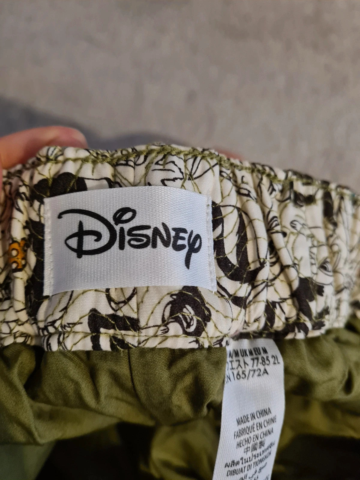 DisneyStore women Bambi quilted pants thumper flower allover print cotton trousers white/green M/L