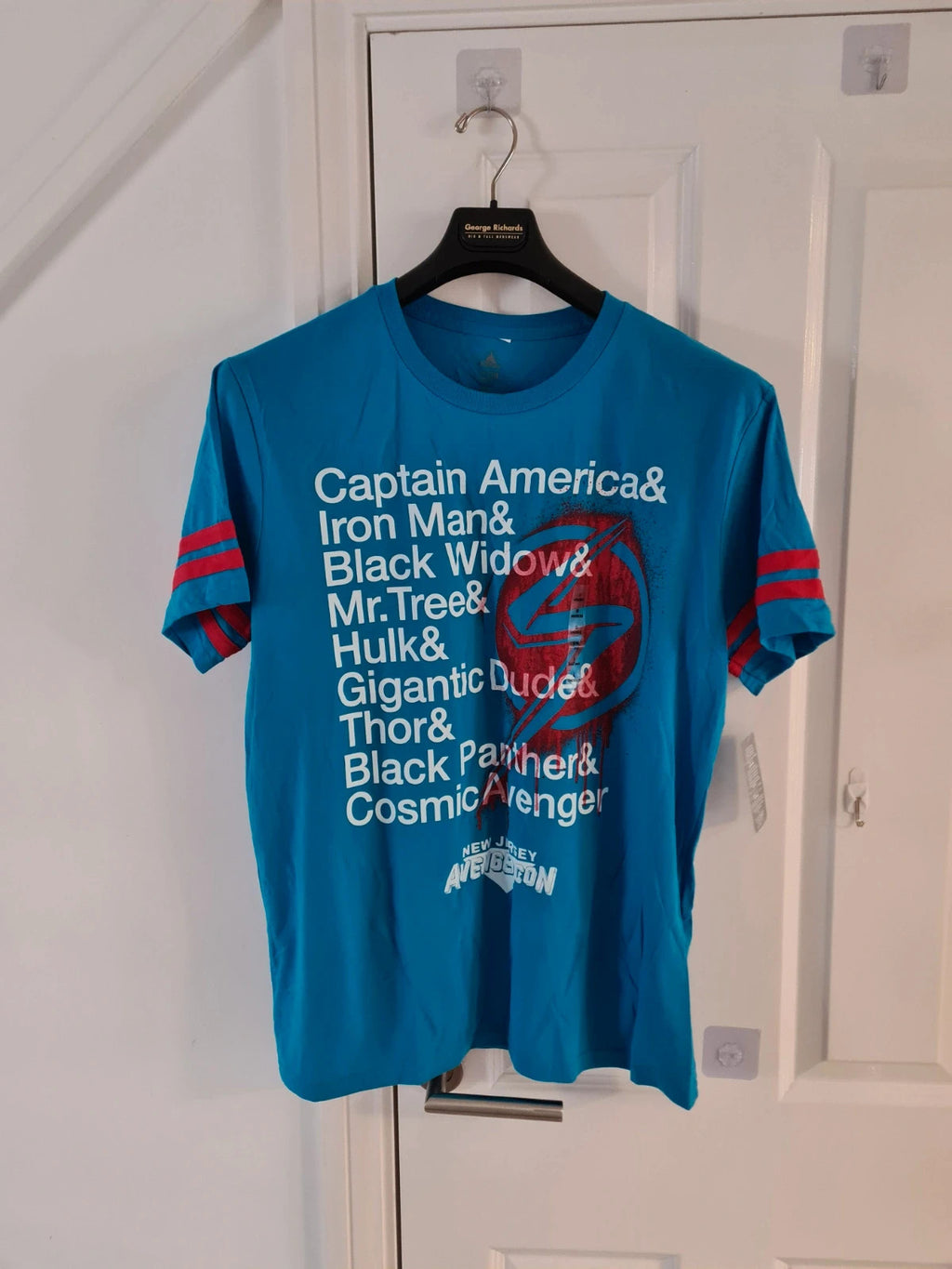 Disney men Marvel Avengers Capitan America print blue cotton blend T-shirt casual tee L