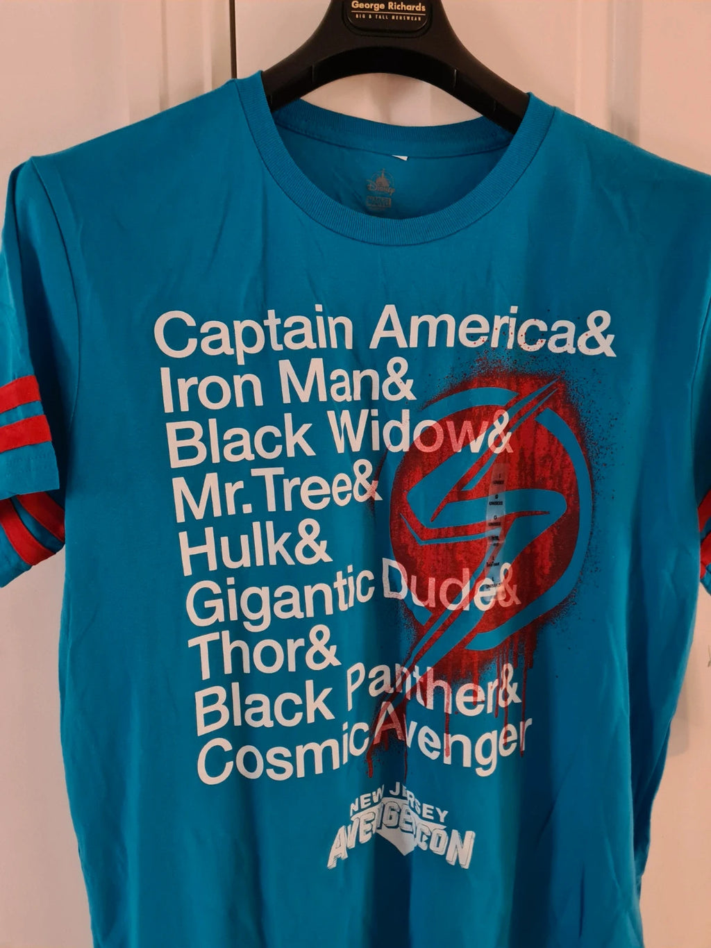 Disney men Marvel Avengers Capitan America print blue cotton blend T-shirt casual tee L