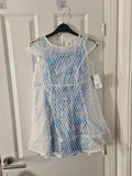 Disney kids girls 7/8y blue/white Frozen Elsa Anna short dress 2pcs diamond pattern kids costume