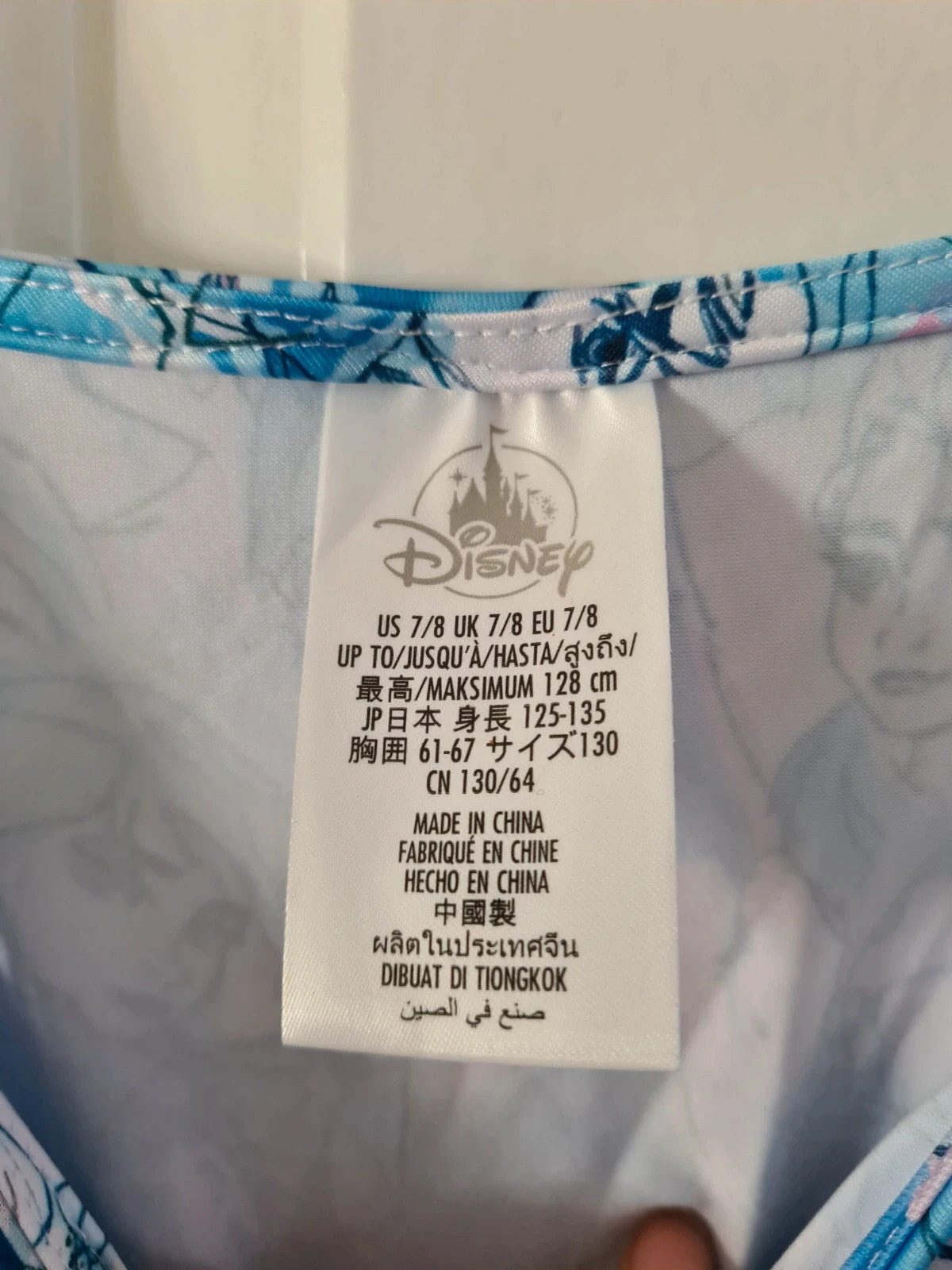 Disney kids girls 7/8y blue/white Frozen Elsa Anna short dress 2pcs diamond pattern kids costume