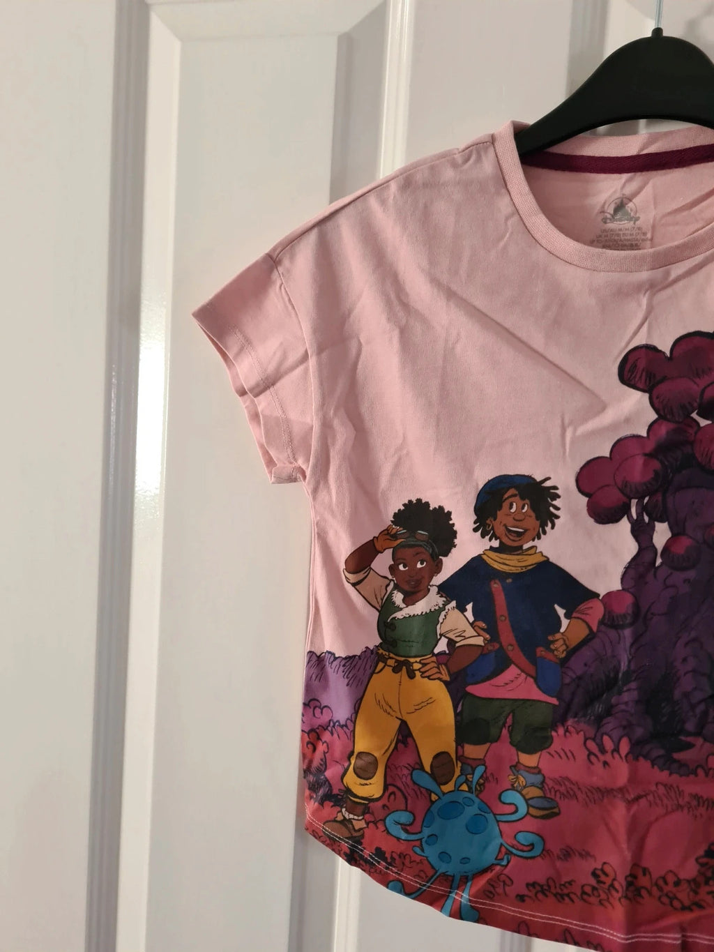 Disney girls 7/8y Encanto family short sleeve T-shirt pink/purple printed casual cotton blend top