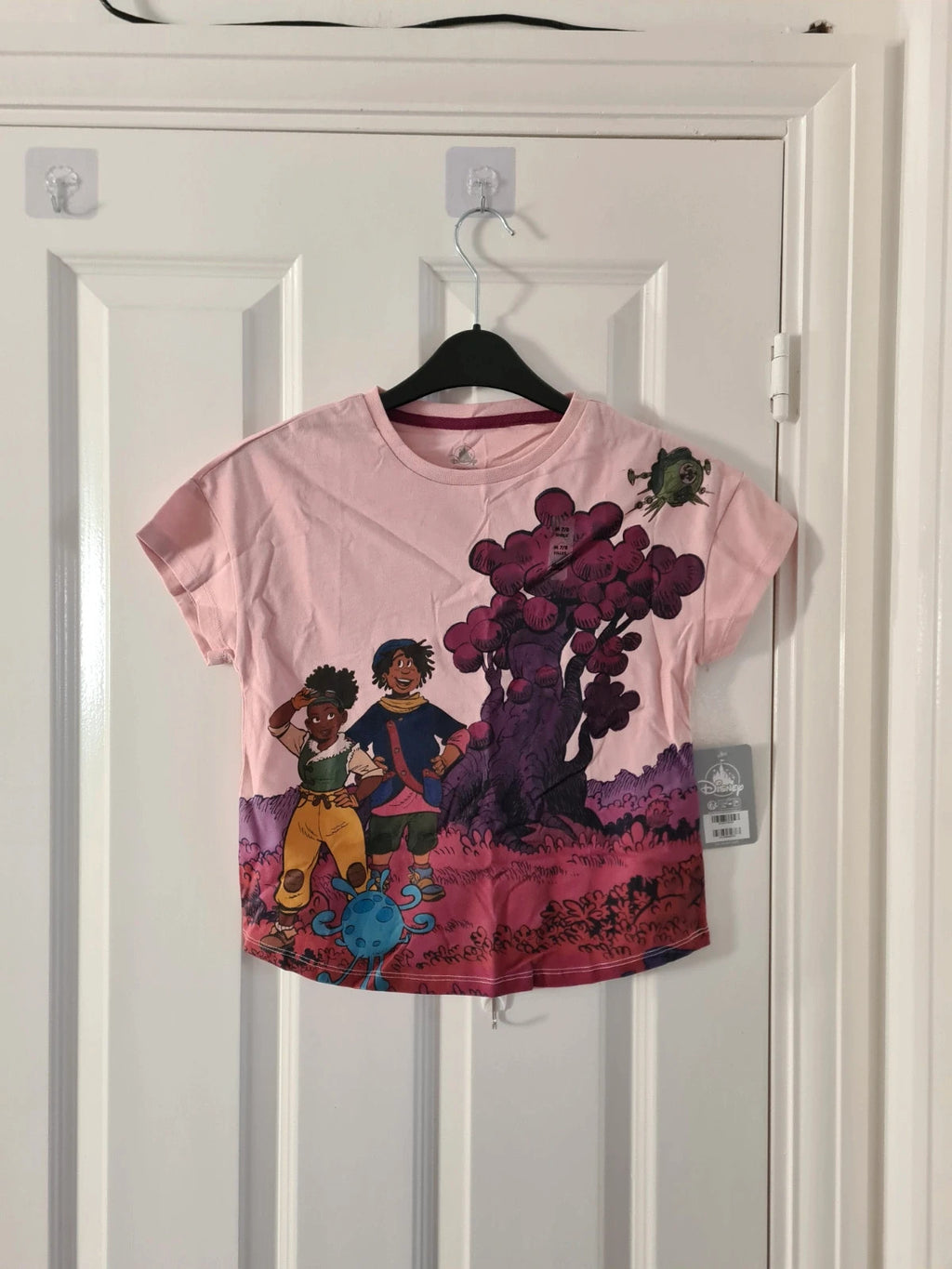 Disney girls 7/8y Encanto family short sleeve T-shirt pink/purple printed casual cotton blend top