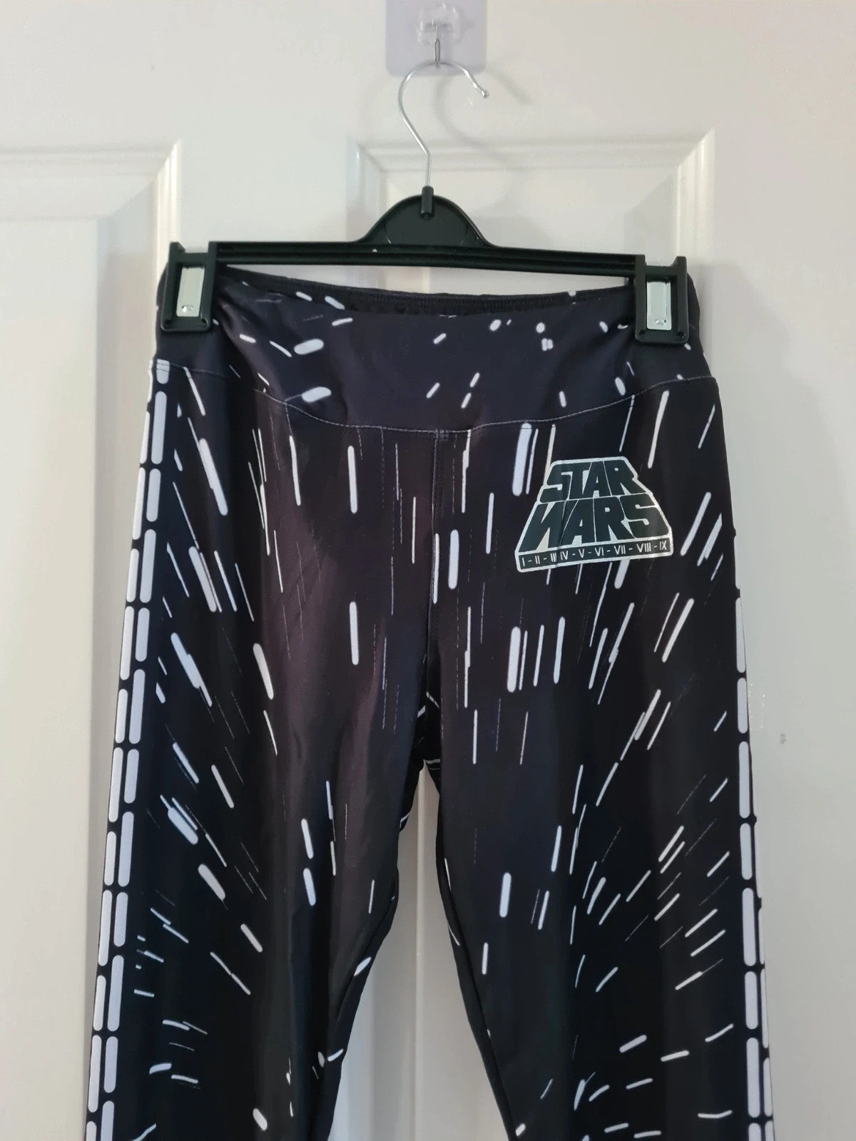 Disney women black/white leggings Star Wars galaxy design stretchy elastic waistband casual XS