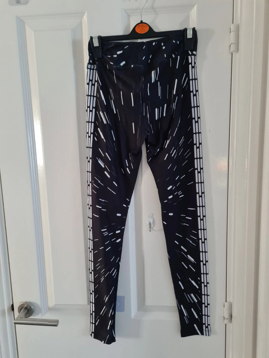 Disney women black/white leggings Star Wars galaxy design stretchy elastic waistband casual XS